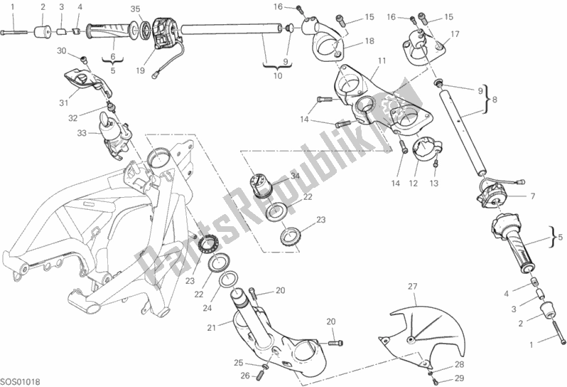 Todas as partes de Guiador E Controles do Ducati Supersport S 937 2020